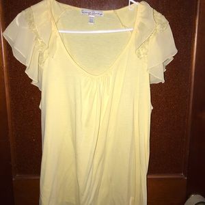 Yellow Ruffle Sleeve Top